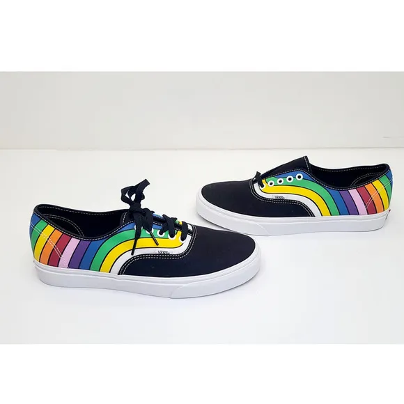 VANS Authentic Refract Skate Shoe Black Multicolor Pride Sneakers Men's 11