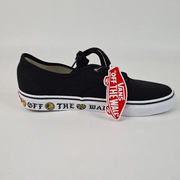 Vans Authentic Side Wall Black Casual Sneaker Canva Men Shoes Size 8