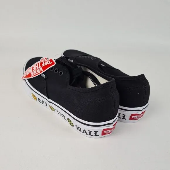Vans Authentic Side Wall Black Casual Sneaker Canva Men Shoes Size 8