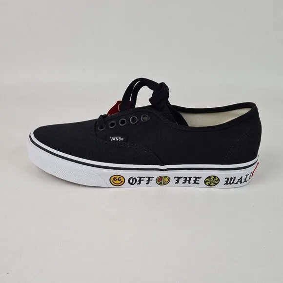 Vans Authentic Side Wall Black Casual Sneaker Canva Men Shoes Size 8