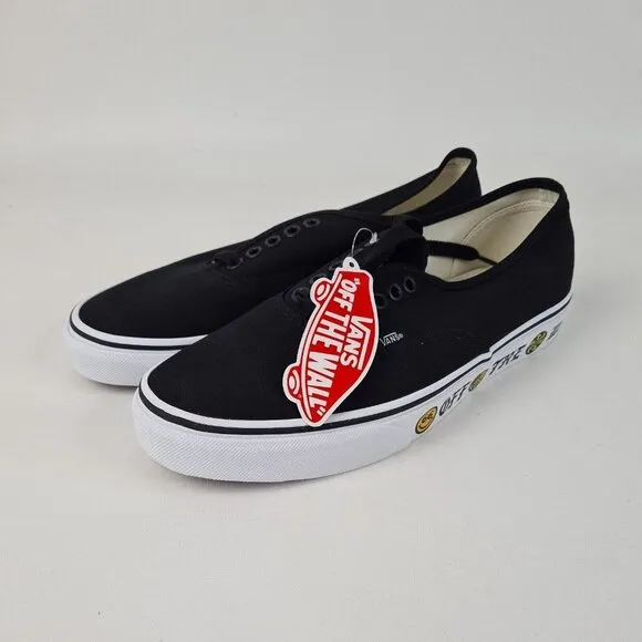 Vans Authentic Side Wall Black Casual Sneaker Canva Men Shoes Size 8