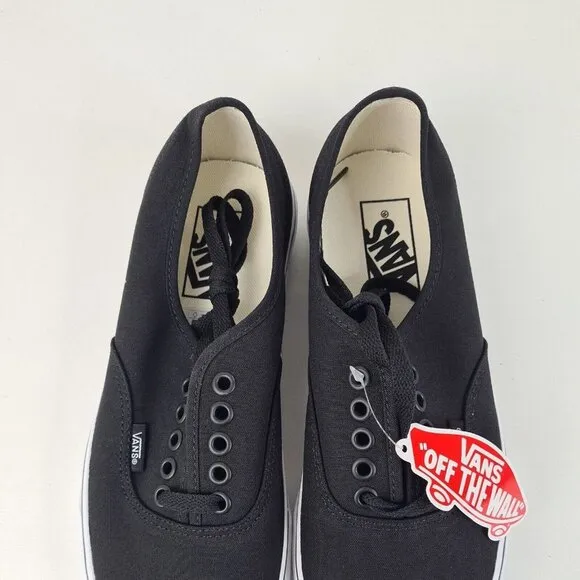 Vans Authentic Side Wall Black Casual Sneaker Canva Men Shoes Size 8