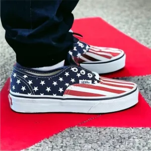 Vans Authentic Stars &amp; Stripes Kids Sneakers. NWT! Sz 13