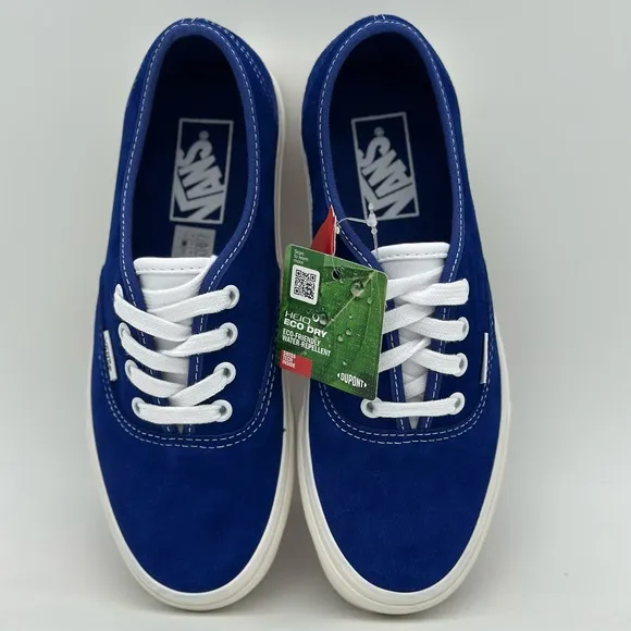 Vans Blue and White Canvas Sneakers with Rubber Sole