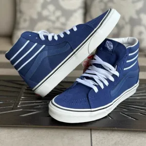 Vans Blue and White High-Top Sneakers with Canvas Upper