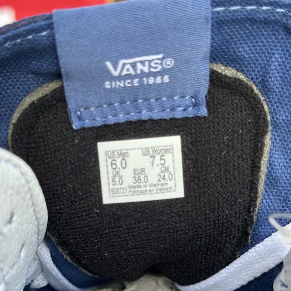 Vans Blue and White High-Top Sneakers with Canvas Upper