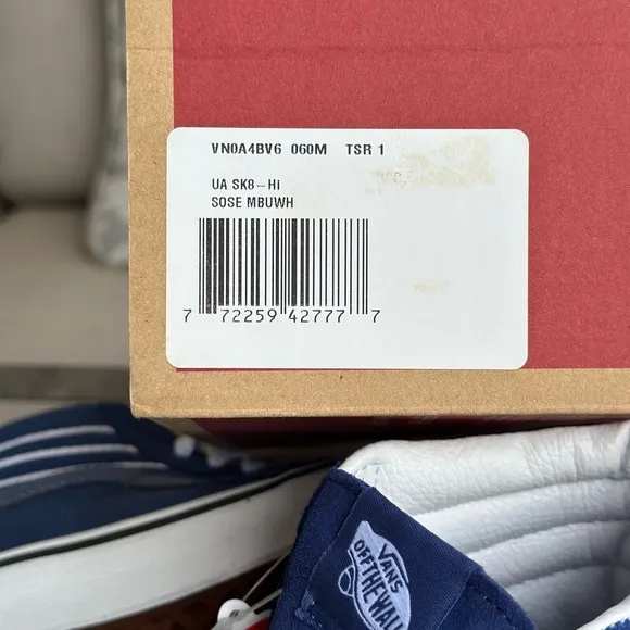 Vans Blue and White High-Top Sneakers with Canvas Upper