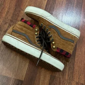 Vans Brown High-Top Sneakers with Red Accents