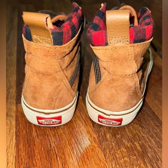 Vans Brown High-Top Sneakers with Red Accents