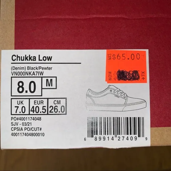 Vans Chukka Low Men’s sz 8 NEW