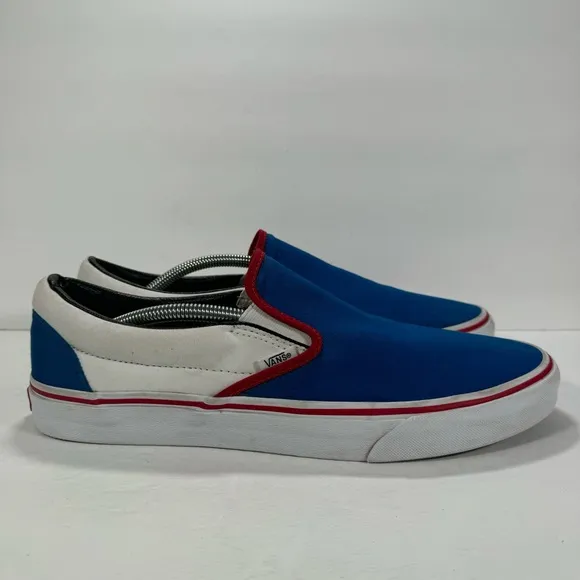 Vans Classic Slip-On Blue White Red Sneakers Men’s Size 13W