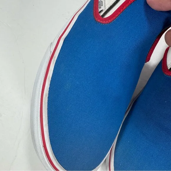 Vans Classic Slip-On Blue White Red Sneakers Men’s Size 13W