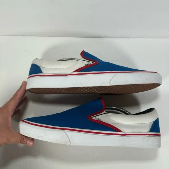 Vans Classic Slip-On Blue White Red Sneakers Men’s Size 13W