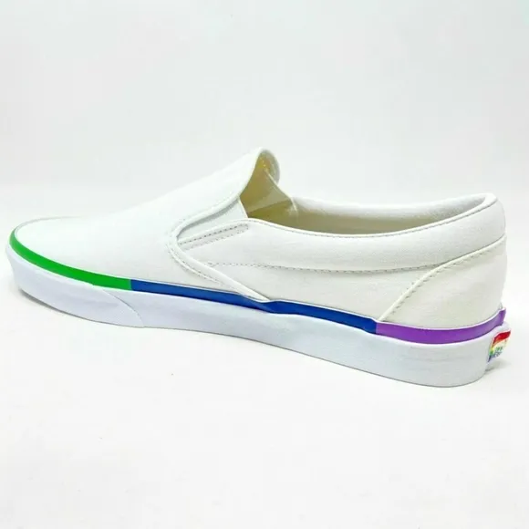 Vans Classic Slip On Rainbow Foxing True White Casual Shoes, UnisexSize …