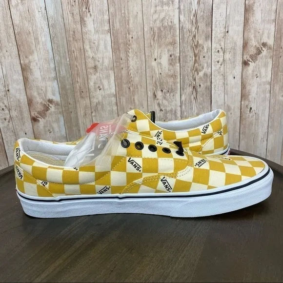 Vans Era Big Check Sneakers Yolk Yellow True White Size 11 Men