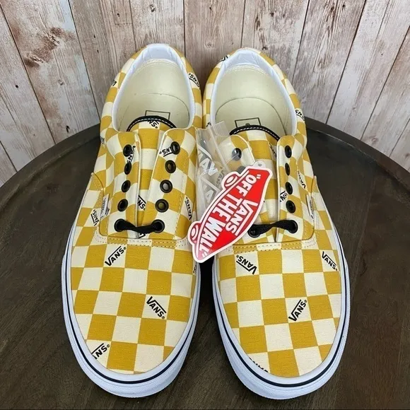 Vans Era Big Check Sneakers Yolk Yellow True White Size 11 Men