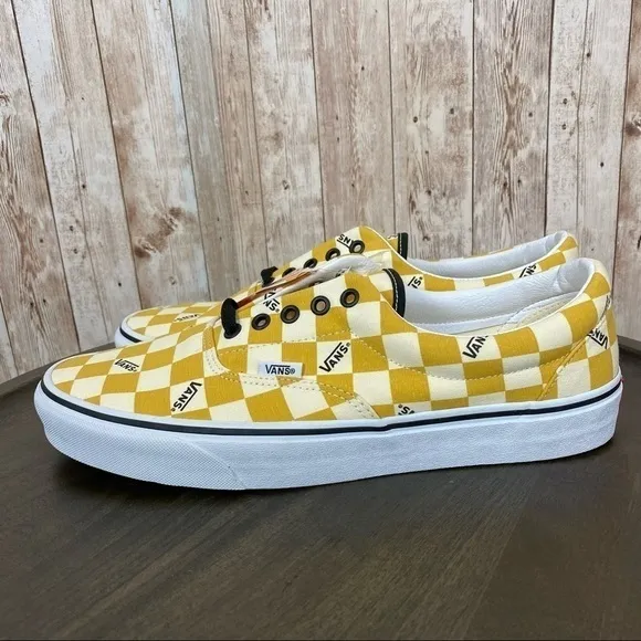 Vans Era Big Check Sneakers Yolk Yellow True White Size 11 Men