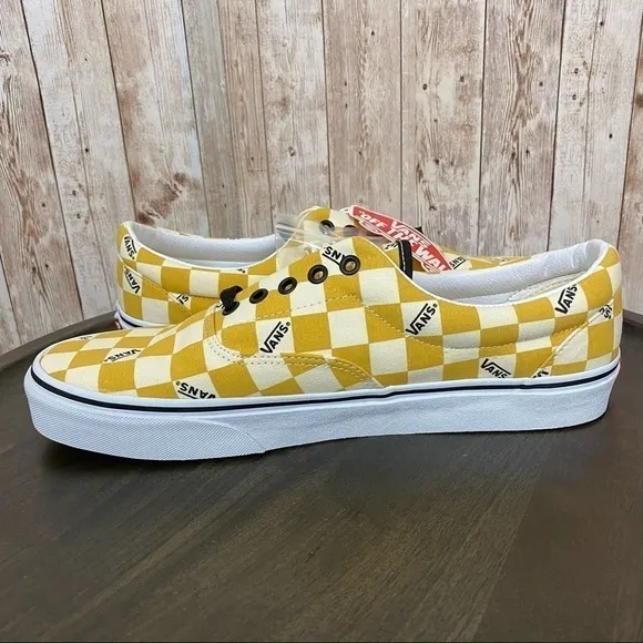 Vans Era Big Check Sneakers Yolk Yellow True White Size 11 Men