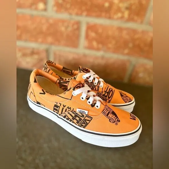 VANS Era Off the Wall Logo Mix Tangerine/Black Sneakers Mens 6 Womens 7.5
