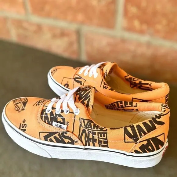 VANS Era Off the Wall Logo Mix Tangerine/Black Sneakers Mens 6 Womens 7.5