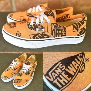 VANS Era Off the Wall Logo Mix Tangerine/Black Sneakers Mens 6 Womens 7.5