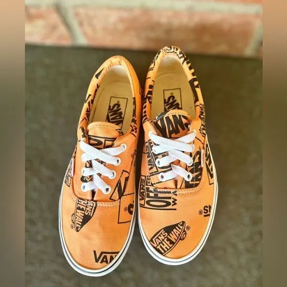 VANS Era Off the Wall Logo Mix Tangerine/Black Sneakers Mens 6 Womens 7.5