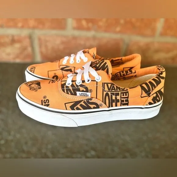 VANS Era Off the Wall Logo Mix Tangerine/Black Sneakers Mens 6 Womens 7.5