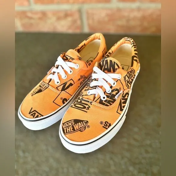 VANS Era Off the Wall Logo Mix Tangerine/Black Sneakers Mens 6 Womens 7.5
