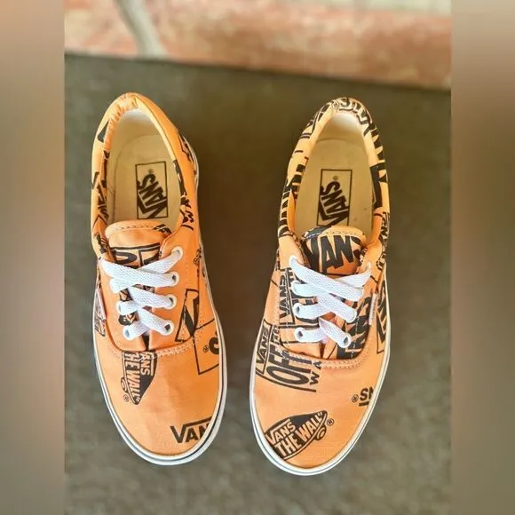 VANS Era Off the Wall Logo Mix Tangerine/Black Sneakers Mens 6 Womens 7.5