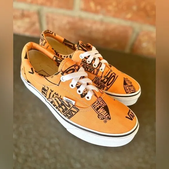 VANS Era Off the Wall Logo Mix Tangerine/Black Sneakers Mens 6 Womens 7.5