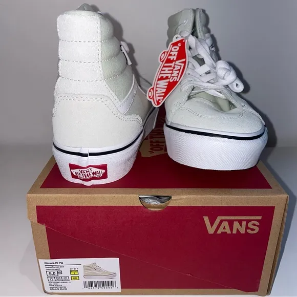 Vans hi tops Platform sneakers lace up New mint green