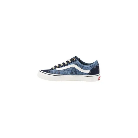 Vans Leather Rubber-Sole Sneakers Women Blue