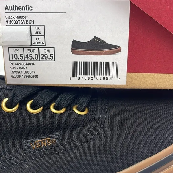 Vans Men's Black Canvas Sneakers AuthenticBlack/RubberVN000TSVBXH