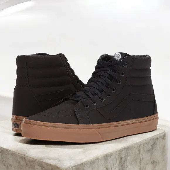 Vans Men's SK8 Reissue Black/Gum Canvas Hi Top Sneakers
