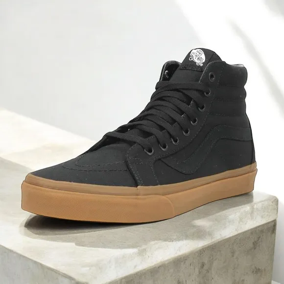 Vans Men's SK8 Reissue Black/Gum Canvas Hi Top Sneakers