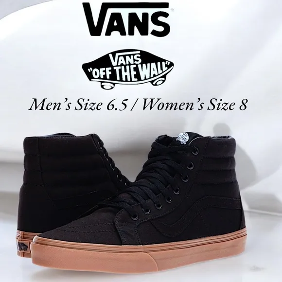Vans Men's SK8 Reissue Black/Gum Canvas Hi Top Sneakers