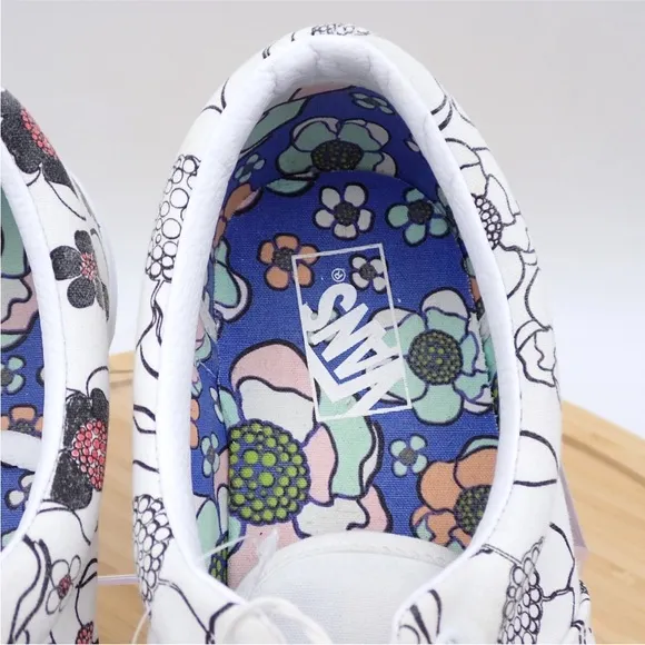 Vans Off the Wall Create UR Color Floral Canvas Black White Shoe Sneaker Sz 13