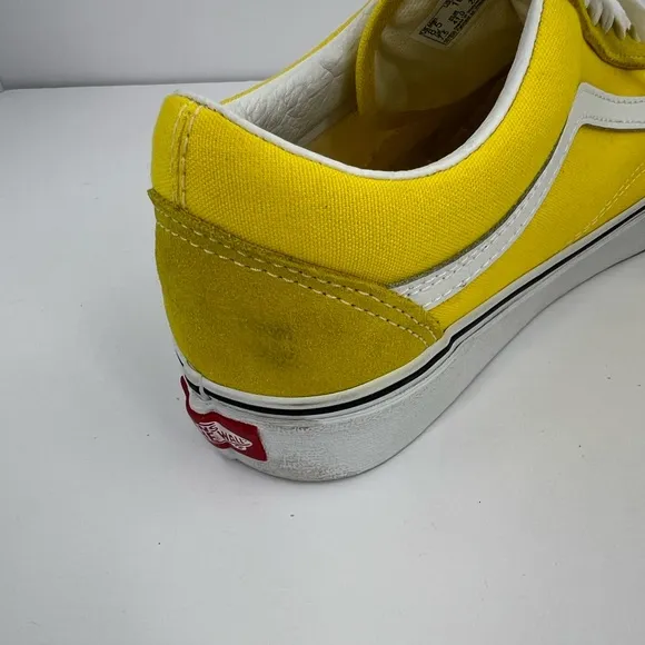 VANS OLD SCHOOL YELLOW GLOBAL SNEAKERS, CANVAS &amp; SUEDE LEATHER TOP, M8.5, W10