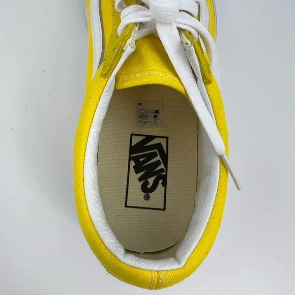 VANS OLD SCHOOL YELLOW GLOBAL SNEAKERS, CANVAS &amp; SUEDE LEATHER TOP, M8.5, W10