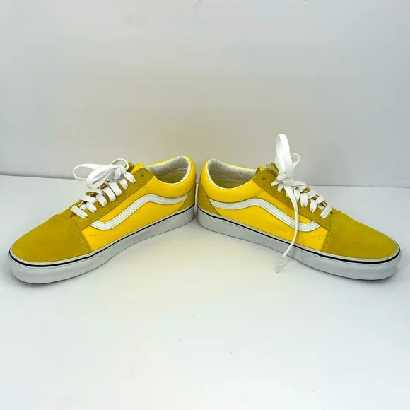 VANS OLD SCHOOL YELLOW GLOBAL SNEAKERS, CANVAS &amp; SUEDE LEATHER TOP, M8.5, W10