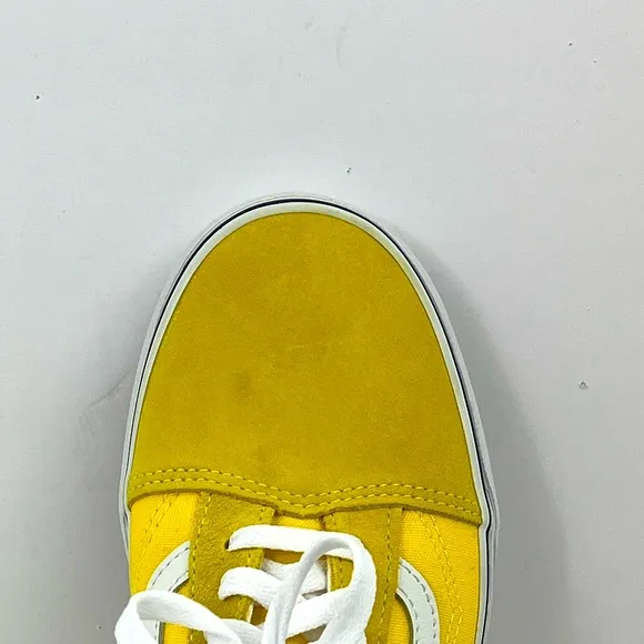 VANS OLD SCHOOL YELLOW GLOBAL SNEAKERS, CANVAS &amp; SUEDE LEATHER TOP, M8.5, W10