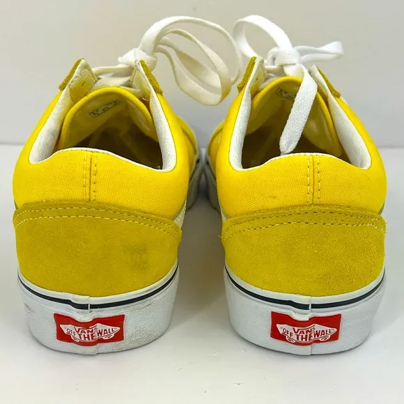 VANS OLD SCHOOL YELLOW GLOBAL SNEAKERS, CANVAS &amp; SUEDE LEATHER TOP, M8.5, W10