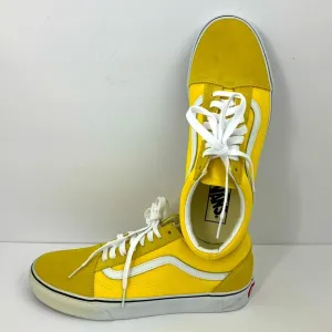VANS OLD SCHOOL YELLOW GLOBAL SNEAKERS, CANVAS &amp; SUEDE LEATHER TOP, M8.5, W10
