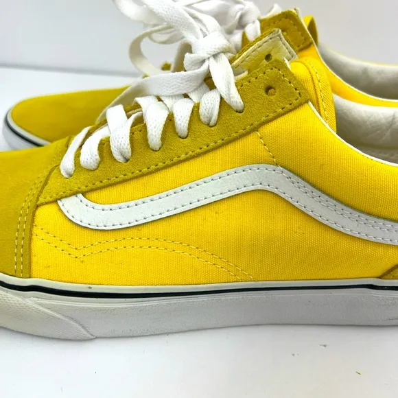 VANS OLD SCHOOL YELLOW GLOBAL SNEAKERS, CANVAS &amp; SUEDE LEATHER TOP, M8.5, W10