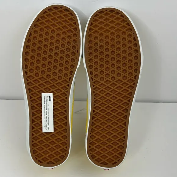 VANS OLD SCHOOL YELLOW GLOBAL SNEAKERS, CANVAS &amp; SUEDE LEATHER TOP, M8.5, W10