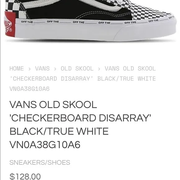 Vans Old Skool Black Suede &amp; Checkerboard Disarray Sneakers with Red Laces