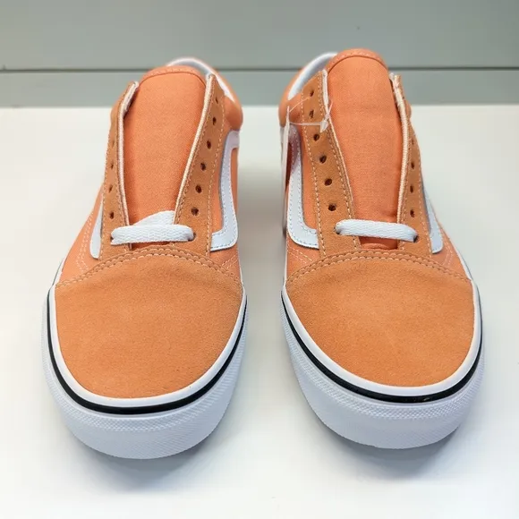 Vans Old Skool Cadmium Orange White Apricot Suede Canvas Skateboard Sneakers 6