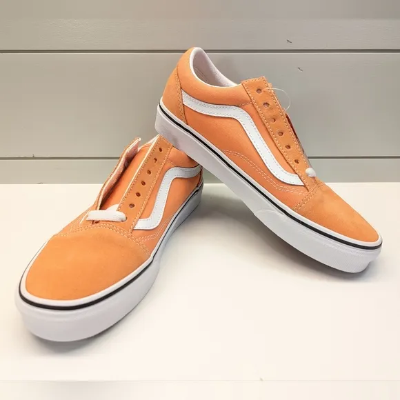 Vans Old Skool Cadmium Orange White Apricot Suede Canvas Skateboard Sneakers 6