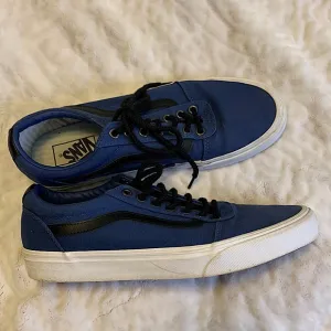 Vans Old Skool Canvas Low Skate Sneakers Navy Black Size 9.5