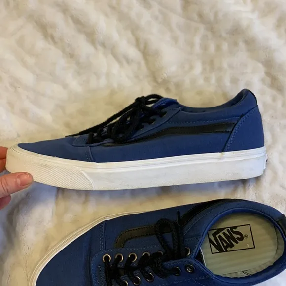 Vans Old Skool Canvas Low Skate Sneakers Navy Black Size 9.5